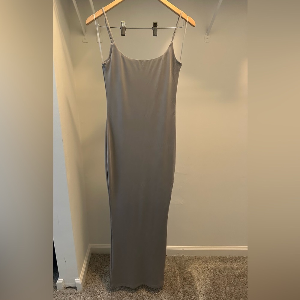 Gray Spaghetti Strap Maxi Dress